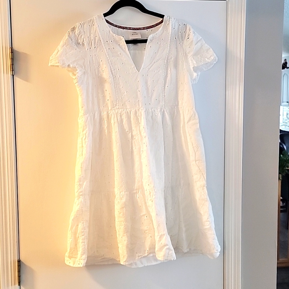 White eyelet baby doll dress